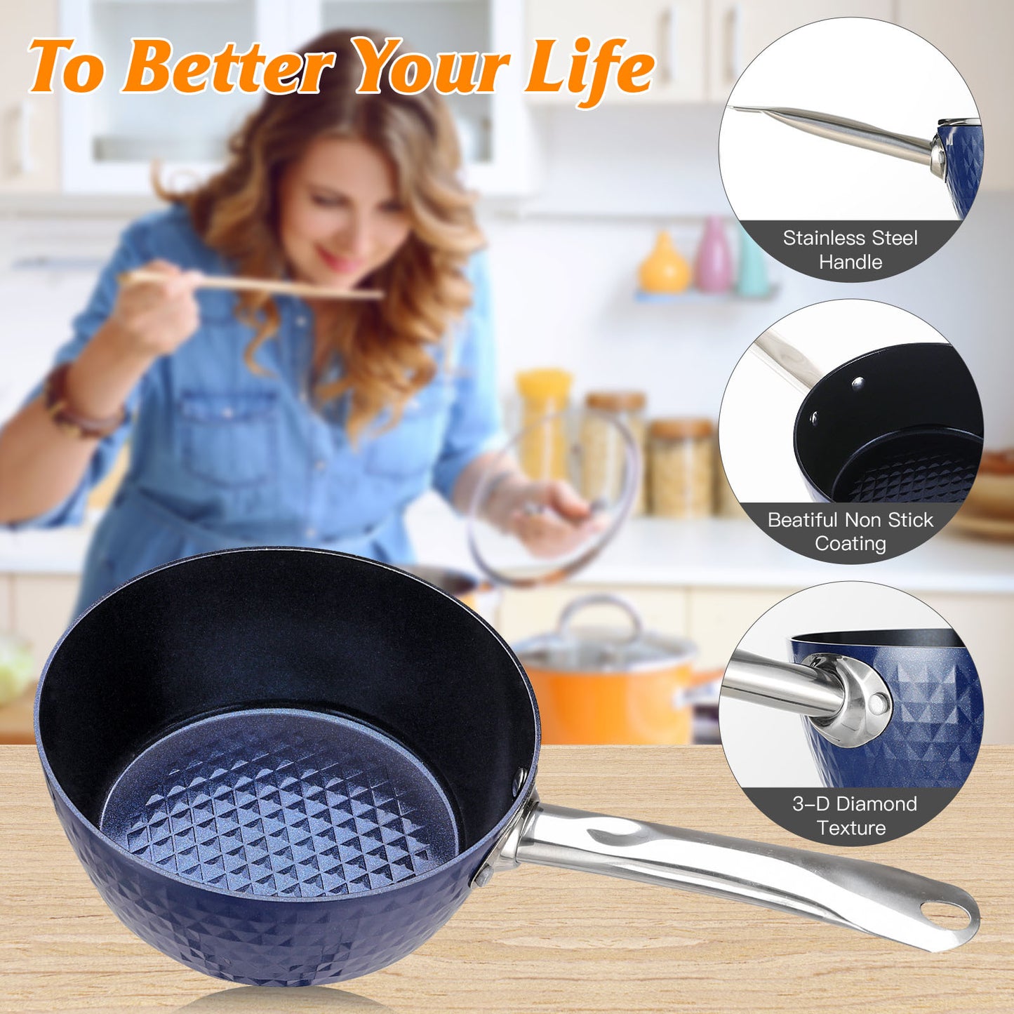 Non-Stick Saucepan with Stainless Steel Handle